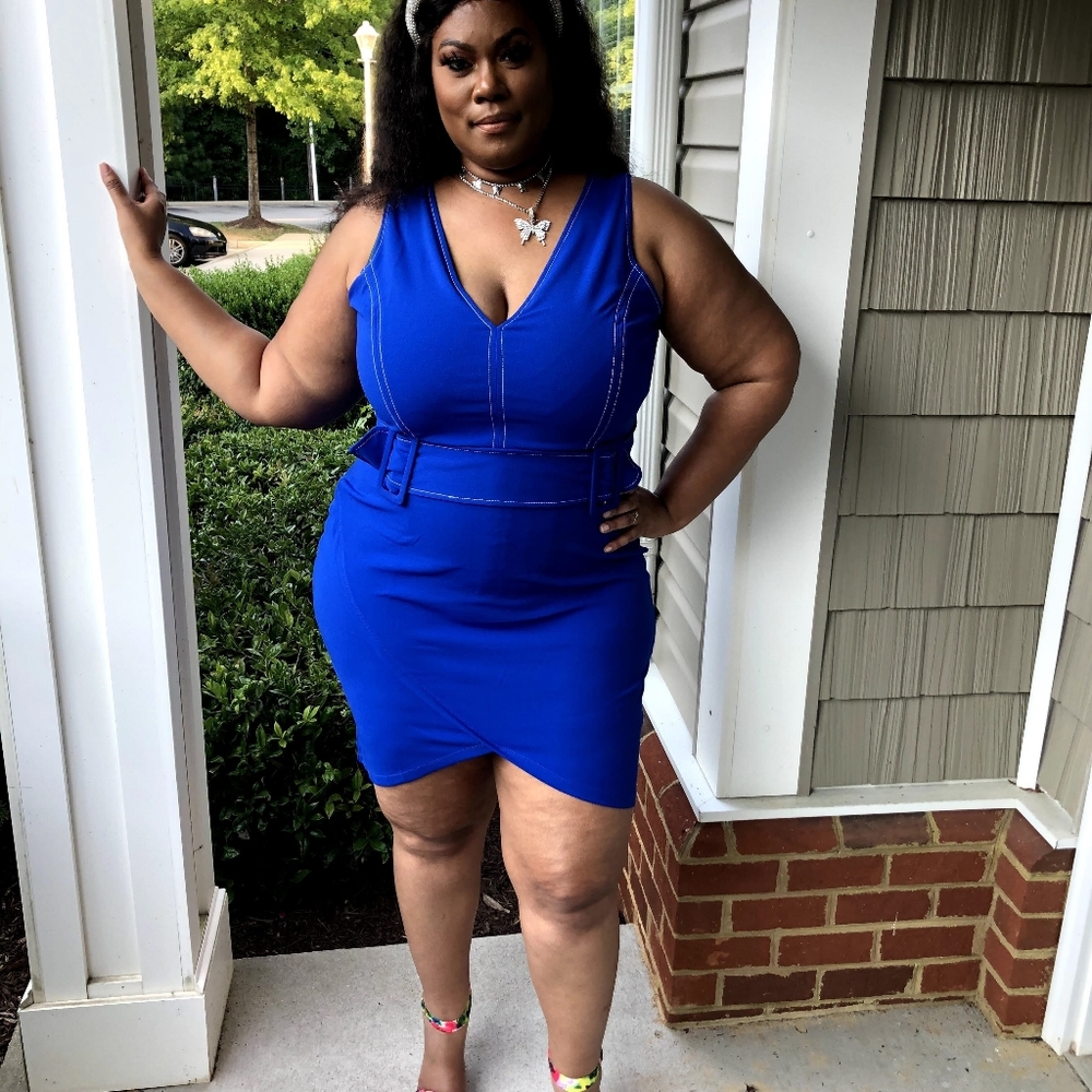 Blue Dress w/ Contrast Stitching